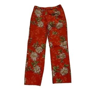 Nine & Co. Orange Floral Straight Leg Cotton Pants, size 10